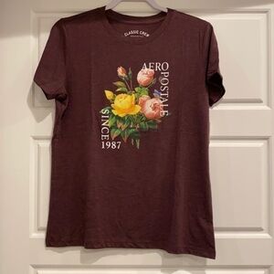Heather red Aeropostale floral rose short sleeve graphic  t shirt